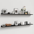 Boswillon 70.9 Inches Long Floating Shelves, 2 Set Modern Wall Shelf for Bedroom, Nursery Book Shelf with Lip, Picture Ledge Shelf for Wall Decor Living Room Bathroom Kitchen - Black