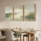 Large Framed Sage Green Abstract Landscape Wall Art for Living Room, 3 Piece Modern Canvas Prints Paintings Artwork for Walls, Nature Rustic Pictures Wall Decor for Bedroom Farmhouse Office 24x36 In