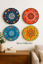 Turkish Handmade Ceramic Decorative Plate 7.08” (18 cm) – Hand-Painted Wall Hanging Art, Ottoman Anatolian Motif, Boho Mediterranean Home Decor Accent, Unique Artisan Craft Gift
