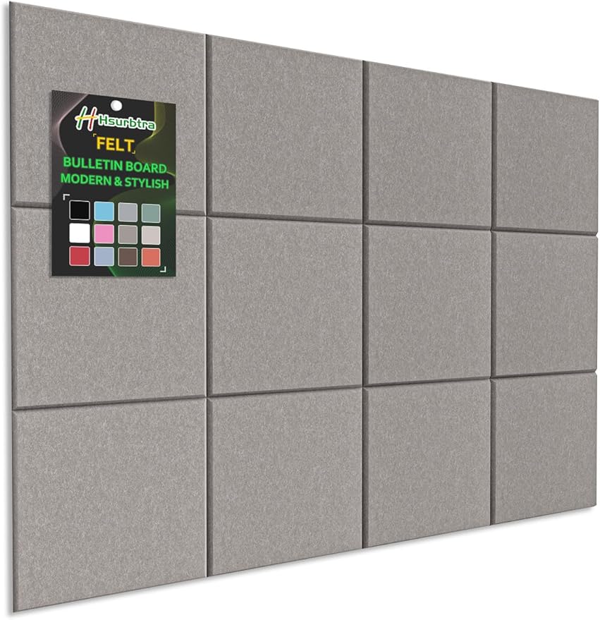 Hsurbtra Large Cork Board for Wall 47 x 36 Inch, 12 Pack Felt Bulletin Notice Board with Pushpins for Office Home School Farmhouse Wall Decor, Khaki