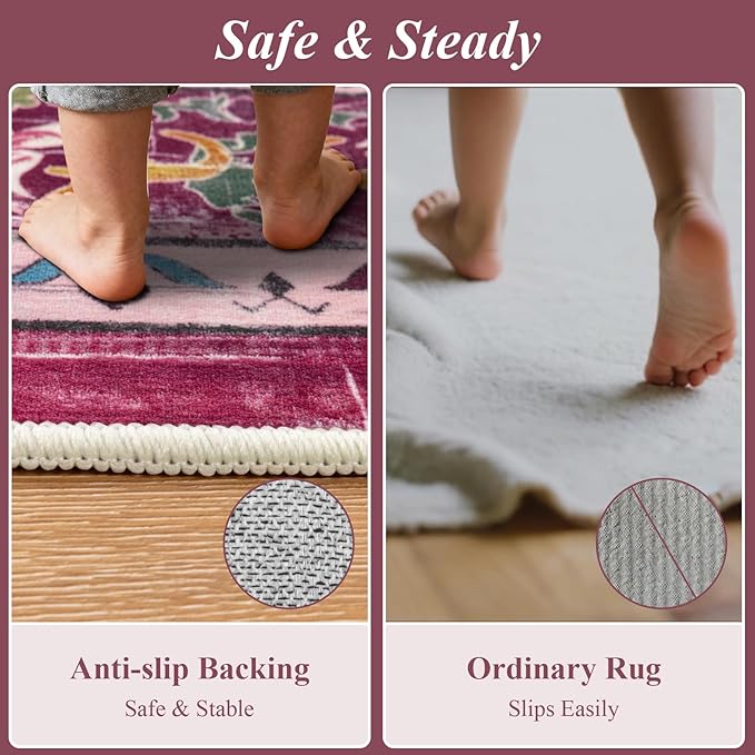 U'Artlines Area Rug 5x7 Boho Washable Soft Carpet for Living Room Bedroom Dining Room Office Indoor Rugs for Home Decor