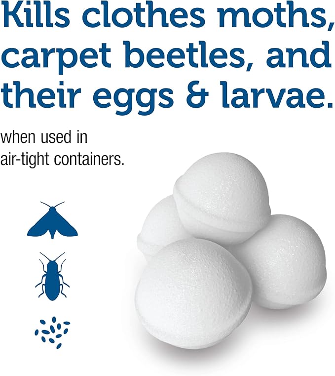 Enoz para Moth Balls, Kills Clothes Moths and Carpet Beetles, No Clinging Odor, Use for Storage, 4 oz