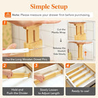Lifewit 2.4" High 6 Pack Bamboo Drawer Dividers 33-42cm/13-16.5" Adjustable Wooden Drawer Organizer for Clothes/Utensils, Expandable Drawer Separator for Dresser/Kitchen/Bedroom/Office Organization
