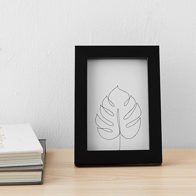 Amazon Basics Rectangular Photo Picture Frame, 6 x 4 inches, Pack of 5, Black