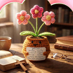 Wavwavw Christian Gift for Women Positive Handmade Crochet Doll with Bible Verse Prayer Card Pink Cream Puffs Inspirational Scripture Religious Crochet for Christmas Sunday Group Church