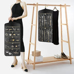 CHICECO Travel Jewelry Holder Organizer,Hanging Jewelry Organizer Storage With Zippered Pockets for Cloest,Wall,Door,Jewelry Holder for Earrings, Necklaces（Upgrade Black）