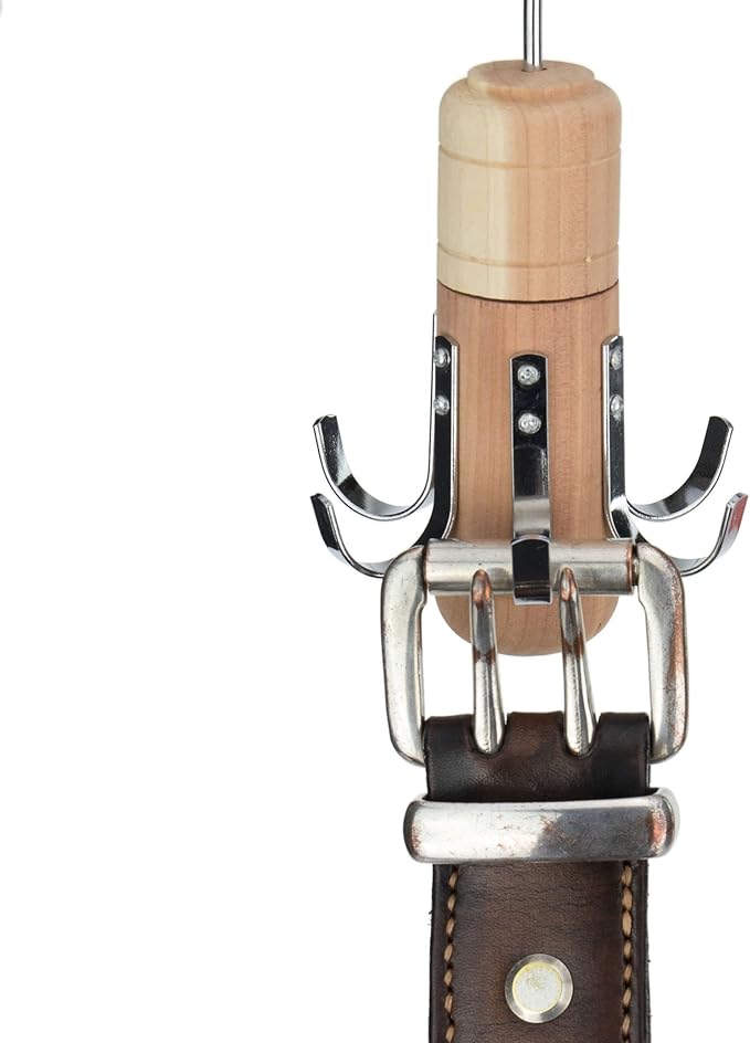 HANGERWORLD 2 Pack Cedar Rotating Belt Organizer Rack Hanger Closet Storage for Belts and Ties