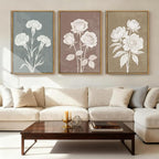 BINCUE Extra Large Neutral Botanical Wall Art Floral Painting Flower Print Flower Artwork Floral Wall Decor Flowers Wall Pictures for Living Room Bedroom Bathroom Dining Room Farmhouse 24x36 Inches 3 Piece Gift