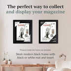Creative Picture Frames 8.25 x 11.50 Magazine Frame with Full-Strength Glass, Holds Up To A 1/4" Thick Media with Installed Hangers for Easy Mounting, 11x14 Black Frame with Black Mat
