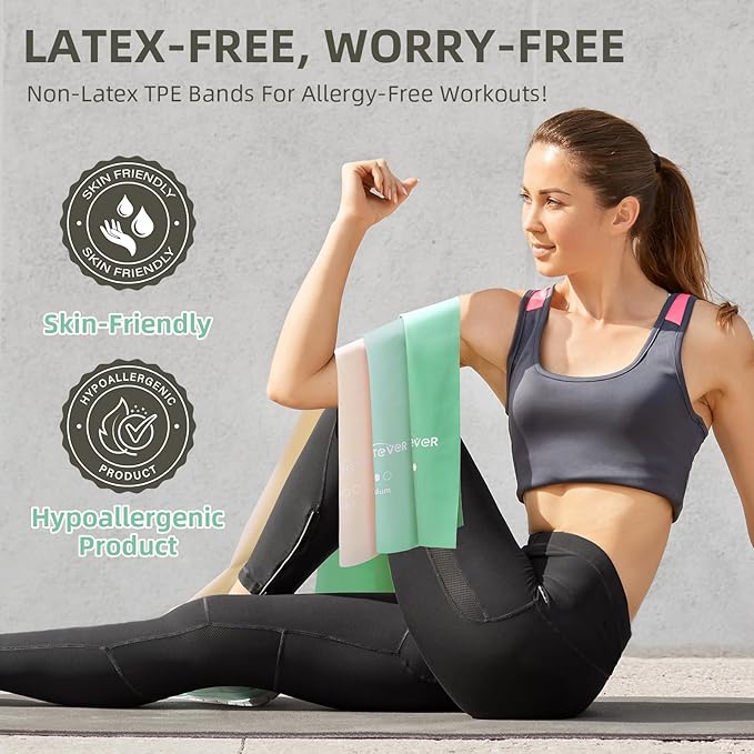 Resistance Bands for Working Out, Exercise Bands, Resistance Band for Physical Therapy, Stretch Bands for Pilates, Rehab, Stretch, Strength Training and Yoga Starter Set