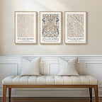 Framed Large William Morris Canvas Wall Art Set of 3, Vintage Neutral Botanical Floral Prints, Nature Artwork for Living Room, Bedroom, Hallway or Office Decor, 16x24 Inch