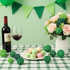 Patelai 36 Pcs Wicker Rattan Balls Decorative Balls for Vase Centerpiece Bowls Orbs Filler for Home Decor,4 Sizes(Dark, Grass Green, Fluorescent Green,2.4'',2'',1.6'',1.2'')