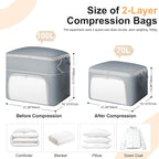 Comforter Storage Bag - Large Capacity Blanket Storage Bags Front-opening Ultra Space Saving Self Compression Organizer, Washable Compression Bags for Storage Comforter Blanket, 1 Pack, Grey