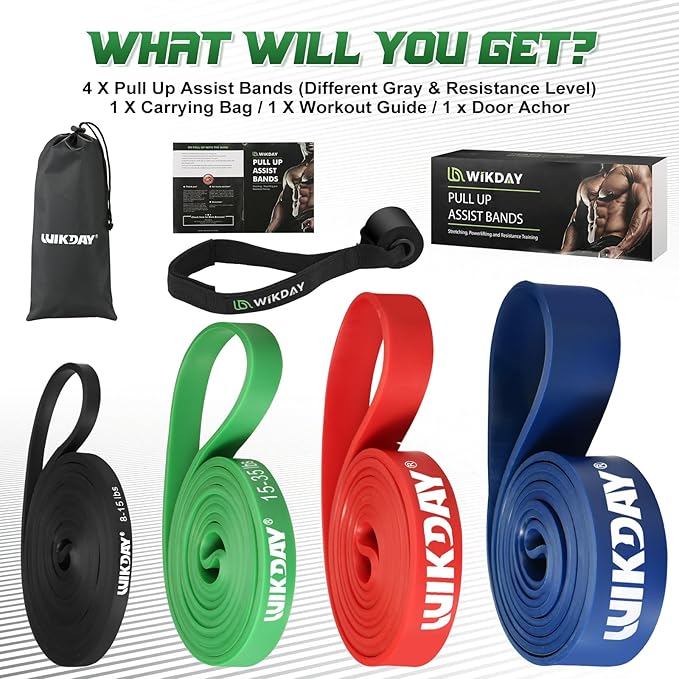 Resistance Bands, Pull Up Bands, Workout Bands for Exercise, Thick Heavy Resistance Band Set with Door Anchor, Elastic Bands for Body Stretching, Training at Home/Gym for Men & Women