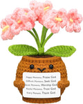 Wavwavw Christian Gift for Women Positive Handmade Crochet Doll with Bible Verse Prayer Card Inspirational Scripture Religious Crochet for Christmas Sunday Group Church