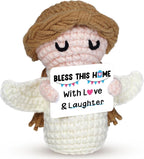 House Warming Gifts New Home -Bless This Home with Love and Laughter- New Home Gift Ideas for New Homeowner, New House Gifts for Women Men Couple Neighbor Friend Family,Handmade Angel Crochet Doll