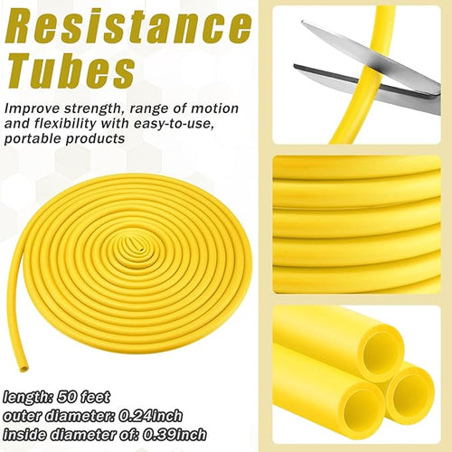 1 Roll Resistance Tubes Exercise Tubing 50ft Exercise Bands Tubing for Therapy, Lower Pilates, Home Workouts, Rehab Core
