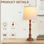 Lamps Set of 2 Modern Farmhouse Table Lamp Bedside Reading Lamps Living Room End Tables Set Lamps for Night Stands Bedroom Night Lamp,High 27 Inch,Brown,With Fabric Lamp Shade,Bulb Not Included