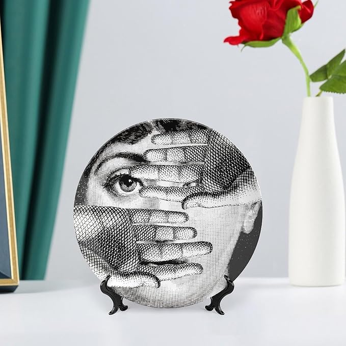 Lina Cavalieri Plate, Wall Decorative Plate, Mysterious Face Plate Wall Hanging Decoration,Including Bracket And Special Spring HooK,style-3,7inch
