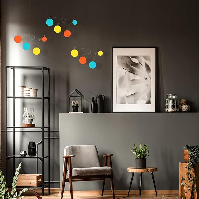 The Atomic Mobile - Palm Springs Hanging Art Mobiles - Mid Century Modern Kinetic Art - Home Decor - Work from Home Decorations - 5 Sizes (20" h x 50" w)