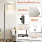 Nintiue 【Upgraded】 Dimmable Floor Lamp, 1000 Lumens LED Edison Bulb Included, Brushed Nickel Arc Floor Lamps for Living Room Modern Standing Lamp Tall Lamps for Living Room Bedroom