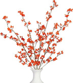 4Pcs Fake Flowers Blossom Branches Artificial Flowers for Indoor Decor, Faux Long Stem Realistic Indoor Plants for Vase Wedding Home Office Bedroom Party Table Centerpieces Decor