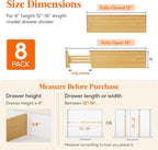 Lifewit 4" High 8 Pack Bamboo Drawer Dividers 31-40cm/12-16 Adjustable Wooden Drawer Organizer for Clothes/Utensils, Expandable Drawer Separator for Dresser/Kitchen/Bedroom/Office Organization