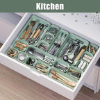 Plastic Drawer Organizers, 18 PCS Drawer Organizer Bins, Bathroom and Vanity Organizer Plastic Tray, Makeup organizer and storage for Makeup, Bedroom, Kitchen Gadgets Utensils and Office
