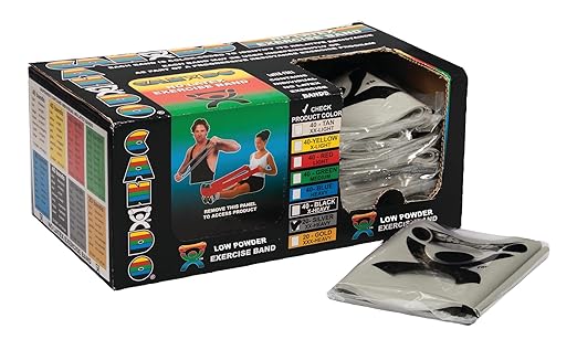 CanDo Singles Low Powder Exercise Band, 4-foot singles, Silver: XX-Heavy (40 count)