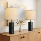 G-SAFAVA 20.5" Small Table Lamps for Living Room Lamp Set of 2 Ceramic Lamps for Bedroom Bedside Lamps Modern Boho Lamps for Night Stands Farmhouse Nightstand Lamp Side End Table Lamp, Black