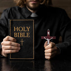 XIPENGKEJI Wooden Cross Wall Hand Held Prayer Jesus Crosses Christian Small Wooden Cross with for Decor Christian Gift 4.7 inch with Velvet Bag