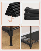Clothes Rack, Portable Closet, 44.9 Inch Large Capacity Wardrobe Closet, Clothes Storage Organizer with Shelves and 2 Hanging Rods, Easy to Assembly, Black PCT021B01
