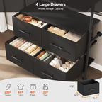 T3 Closet System with Stepless Dimmable LED Light, Industrial Pipe Clothing Rack with 4 Drawers, 6 Wooden Shelves & 4 Telescopic Rods, Heavy Duty Closet Organizers in Wardrobe Closet (Black)