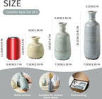 Ceramic Vase Set of 3, Rustic Neutral Vases Home Decor Farmhouse Decorative Flower Vase Modern Boho Pampass Vases for Table Mantel Entryway Shelf Living Room Kitchen Bathroom - Multicolor