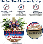 Memorial Day & 4th of July Patriotic Wreath, 12" Wooden Decor with Artificial Flowers, USA 250th Anniversary Sign for Front Door, Garden, Patios, Windows Decor (Color-Bless)