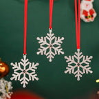 Set of 3 Christmas Hanging Ornaments - Silver Snowflake Star Pawprint Christmas Tree Decor for Xmas Tree Gift Decorative Hanging Ornaments Hanging Pendants (3, Rose Gold Snowflake)