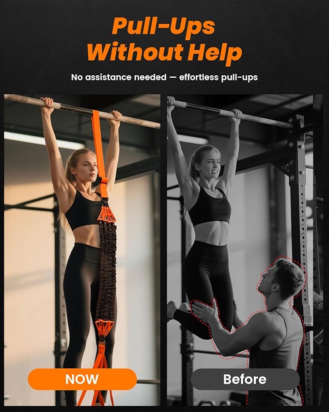 Pull Up Assistance Bands, Adjustable Heavy Duty Resistance Band for Pull Up Bar, Pull Up Assist Bands with Feet Rest for Strength Training, Home Fitness Workout Equipment, Height Adjustable