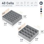 Joyoldelf Sock Drawer Underwear Organizer Divider 2 Packs, 24 Cell + 16 Cell for Storing Socks, Handkerchiefs, Ties, Belts (Grey)
