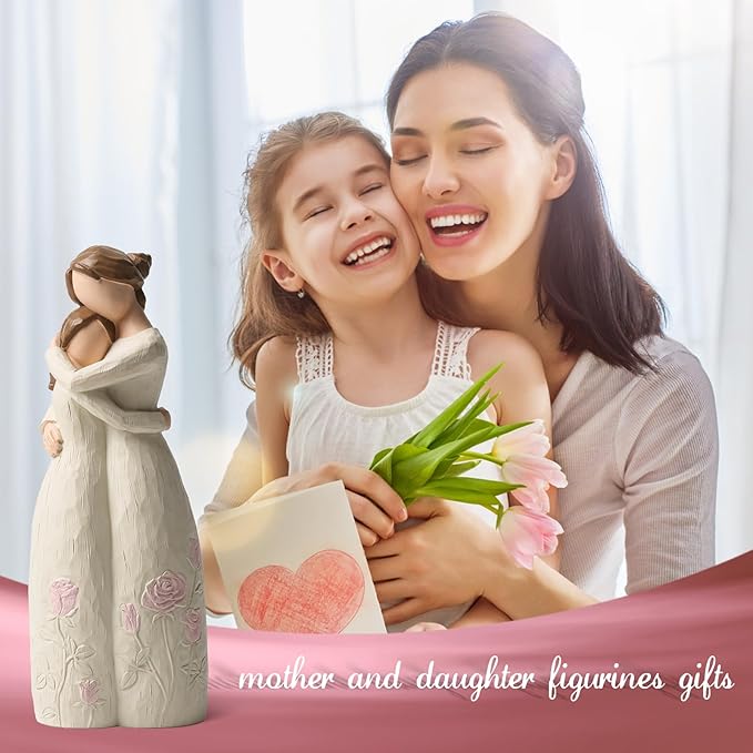 Gifts for Mom, Mother and Daughter Figurines, Mother Daughter Gift Hand Painted Figure, for Christmas, Thanksgiving, Mother's Day or Birthday.
