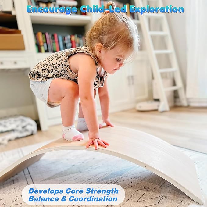 Natural Wood Balance Board for Kids | Montessori Wobble Board for Toddlers & Children Ages 3-8, Open-Ended Waldorf Learning Toy for Indoor Play, Core Balance Trainer, Birthday & Christmas Gift 2026