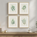 Framed Sage Green Botanical Wall for Kitchen, 4 Piece Minimalist Modern Farmhouse Plant Artwork for Walls, Boho Green Leaf Picture Prints for Kitchen Bathroom Bedroom Living Room Decor, 8x10 Inch