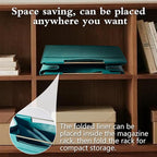 Leather Magazine Holder Foldable with Handles，Stable Magazine Rack Floor，Magazine Basket File Holder Storage，Document File Folder Organizer Free Standing for Office Living Room (green)