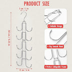 Hat Organizer for Closet, Collapsible Caps Rack with 10 Rotatable Large Hooks, Holds Up to 40 Baseball Caps, Metal Space Saving Hat Hanger for Display, Storage and Closet Organizers, Silver