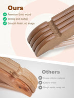 HOUSE DAY Walnut Wooden Hangers 20 Pack, Solid Wood Hanger with Non Slip Pant Bar, Heavy Duty Wooden Coat Hanger for Closet, Smooth Finish Wood Clothes Hangers for Shirts, Suits, Jackets, Dress