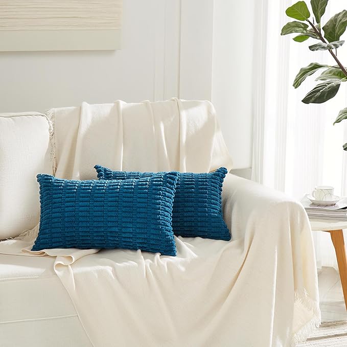 Fancy Homi 4 Packs Decorative Throw Pillow Covers for Living Room Couch Bed, Modern Farmhouse Boho Home Décor Accent Cushion Case, 20" x 12", Teal