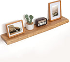 Floating Shelves for Wall Decor, Rustic Solid Elm Wood Live Edge Floating Shelves Wall Mounted, Wall Shelves with Invisible Bracket for Living Room Bathroom Bedroom Kitchen, 40 Inch Set of 1, Natural