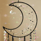Artilady Crystal Dream Catchers Crystals - Large Black Boho Moon Dream Catcher Wall Decor House Decorations for Home Bedroom Room Decor Christmas Birthday Gifts for Girls Kids Adults