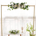 29.5in Artificial Peony Floral Swag, Simulation Mixed Flower Lintel Wall Hanging Faux Floral Swag Wreath with Green Leaves, Wedding Arch Garland for Ceremony Table Centerpiece (Magnolia)