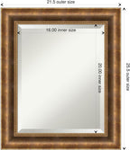 Amanti Art Bronze Wall Mirror 25x21 Manhattan Bronze Rectangle Bathroom Mirror for Wall Decor Living Room, Small Traditional Wood Frame, Hangs Horizonally and Vertically, Bathroom Decor, Beveled Edge