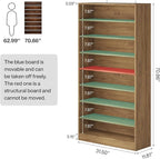 Tribesigns Tall Shoe Cabinet, 9 Tiers 40-45 Pairs Heavy Duty Wood Freestanding Shoe Storage Cabinet, 70.8'' Tall Shoe Cabinet with Open Storage for Entryway (1, Light Brown)